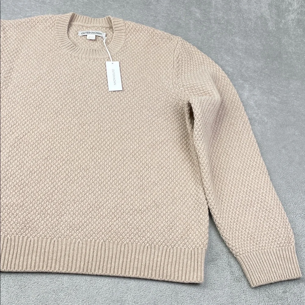 NEW Outerknown XXL Wool Cotton Harbor Knit Beige Textured Knit Sweater‎